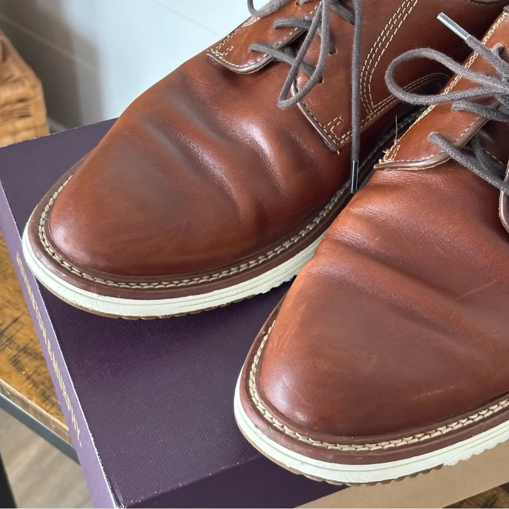 Johnston & Murphy Upton Plain Toe Men's Tan Leather Shoes Size 10